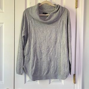 Elegant Heather Gray Cowl Neck Sweater